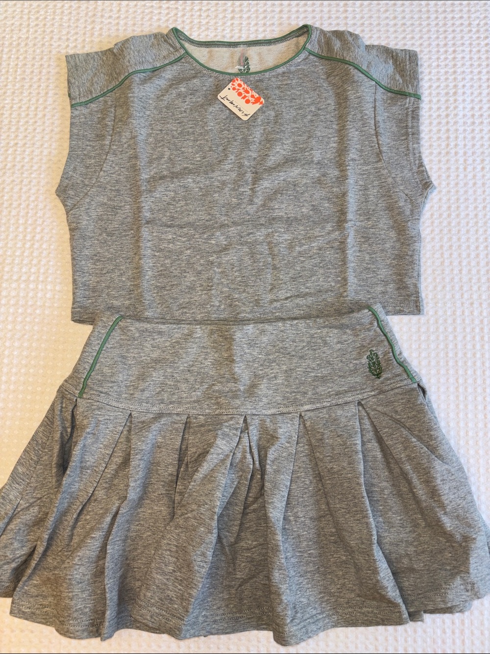 NEW SET! Free People Movement HOME BASE Cap-Sleeve Top Skirt Set GRAY Size SMALL - Picture 4 of 16